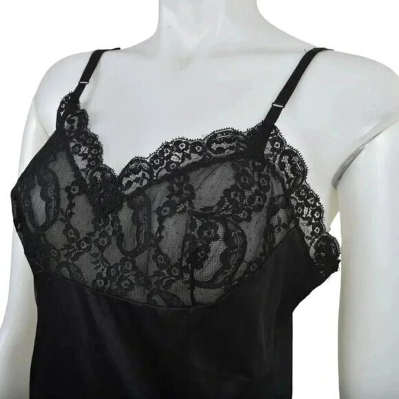 Vintage Kayser Black Slip Dress Lingerie Lace Size 36 - Picture 3 of 10